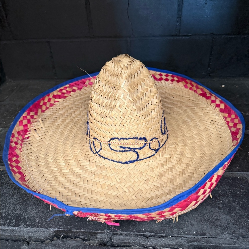 Youth One Size Costume Sombrero Straw Hat Mexican Used